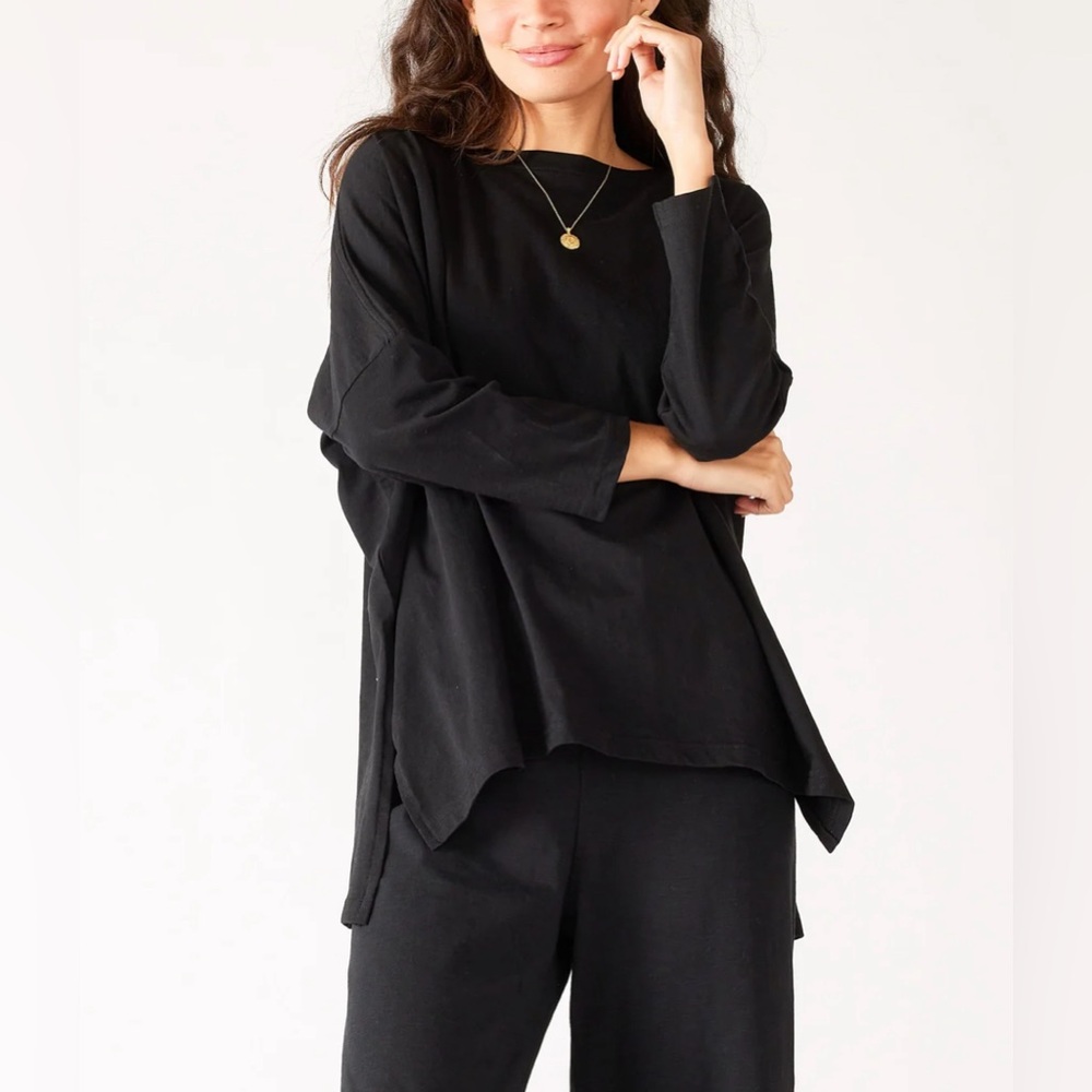 Mersea Catalina Slub Tee Black One Size Oversized Tshirt Basics